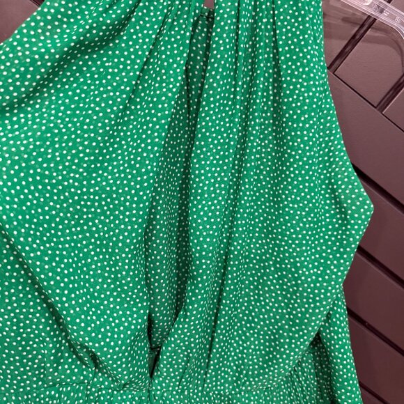 Carolina Herrera Sleeveless Green Dress with white dots. - Picture 3 of 8